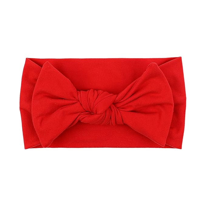 LemonSpce Handmade Baby Head wrip with Bows Stretchy Soft Infant Comfortable Baby Bow for Newborn girls and boys,Toddler-Trendy Designs Classic colors Hair Accessories(red)