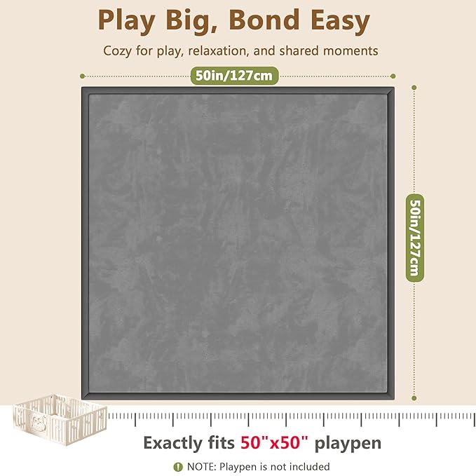 Floisdace Baby Play Mat for Floor, 1.3'' Thick Memory Foam Tummy Time Mat - Super Soft Coral Velvet Nursery Rug with Non-Slip Backing, Crawling Rug for Toddlers/Infants, Yoga & Tatami Use, 50''x50''