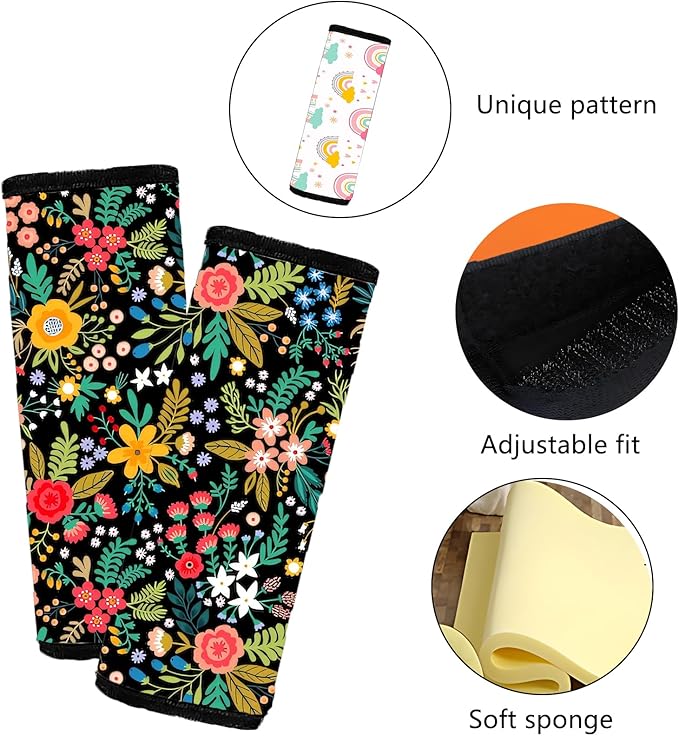 Car Seat Shoulder Strap Pads Carseat Strap Pad for Babies,Kids Soft Cushion ComfortSeat Strap Covers for Stroller，High Chair,Bogg Bag for Car Accessories (Flower)