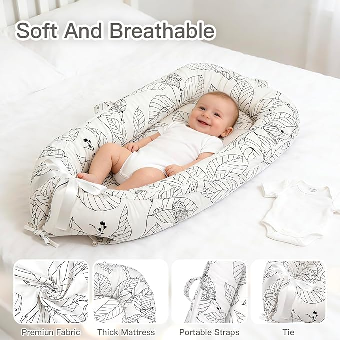 Infant Support Cushion | Organic Cotton Infant Support Cushion | Reversible, Adjustable & Portable Floor Cushion | Soft, Breathable, Washable Cover