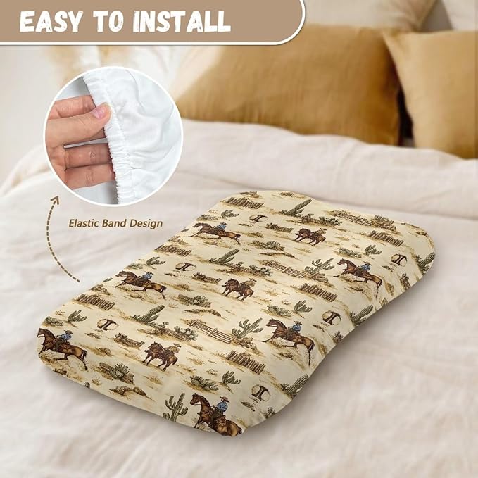 Western Cowboy Baby Lounger Cover Horse Southwestern Infant Lounger Covers for Newborn 31.5'' x 21.3'' Soft and Breathable Baby Nest Slipcover for Boys Girls