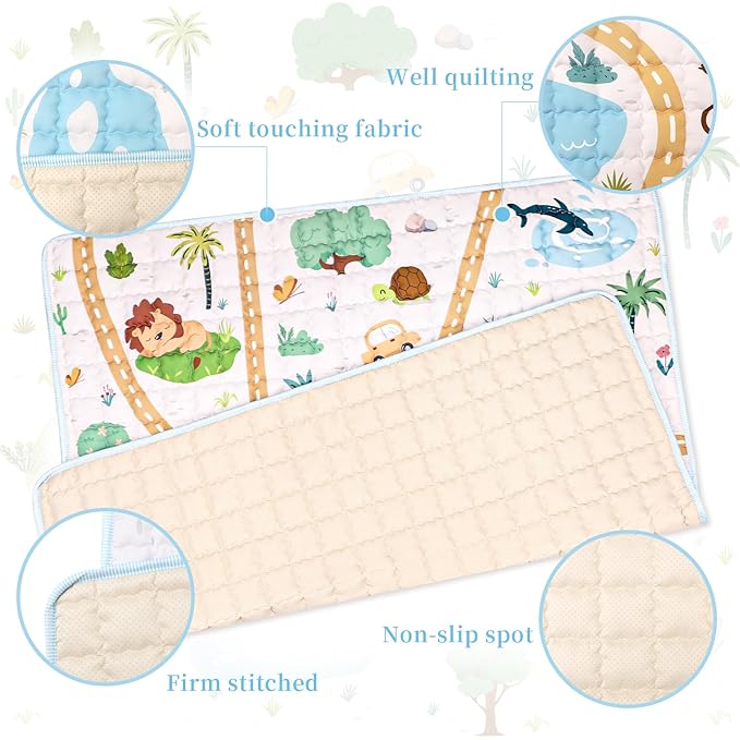 Baby Mat Non-Slip 50x50 for Floor, GFU Thick One-Piece Crawling Mat, Foldable and Machine Washable for Boys (Animals)