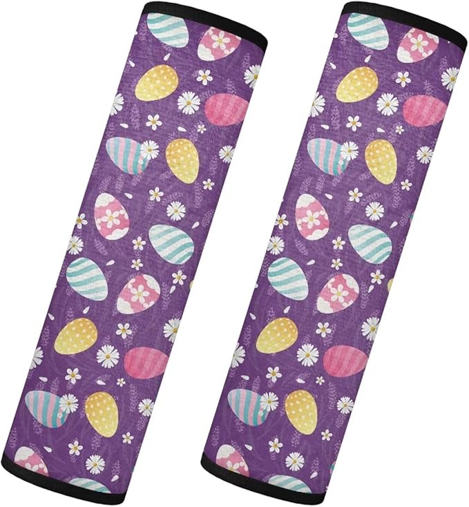 Easter 2PCS Car Safety Seat Belt Strap Shoulder Pad Safety Pads Egg Shoulder Strap Protectors Daisies Seatbelt Covers Comfort Car Auto Accessories for Cars Trucks Vans Great Gifts