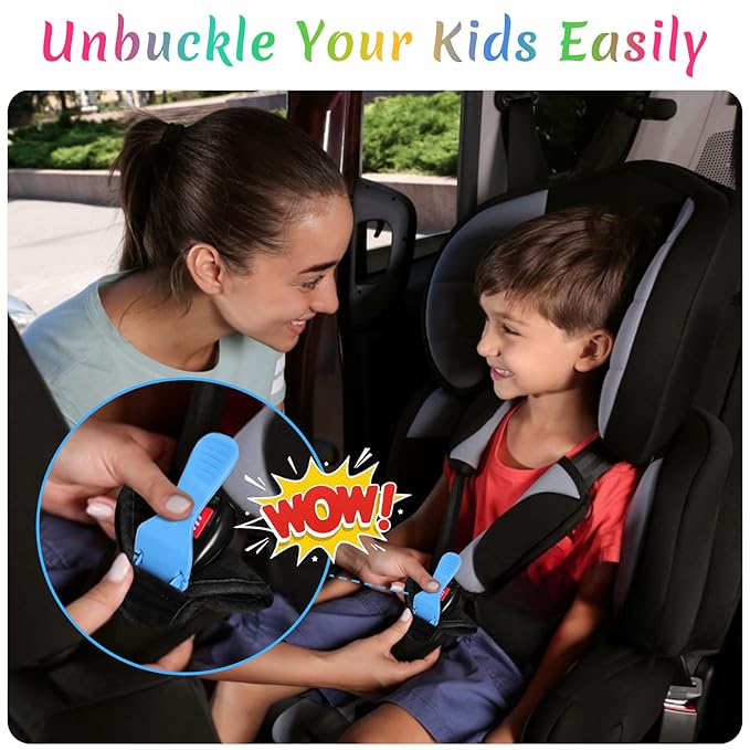 Buckle Release Tool, Easy Unbuckle Tool Button Pusher for Older Kids, Seniors, Long Nails, Quickly Unbuckle Your Kids in School Drop-Offs and Travel, Fits 5 Point Harness & All Button Buckles
