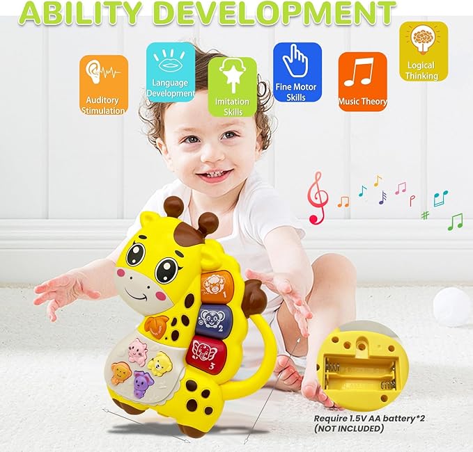 Baby Piano Keyboard Toys 12-18 Month Early Learning Light Up Music Toys Infant Gifts for 1 Year Old Boys Girls (Giraffe - A)