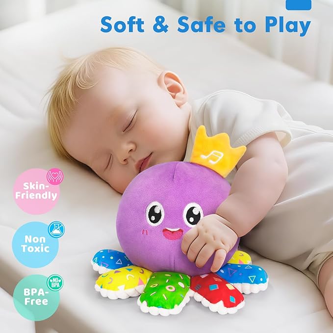 GMAOPHY Baby Toy for 6-12-18 Months – Interactive Crawling Octopus Plush with Music & Sound, Dancing, Tummy Time & Motor Skills Development, for 1 2 3 Year Old Boys & Girls, Birthday Gift
