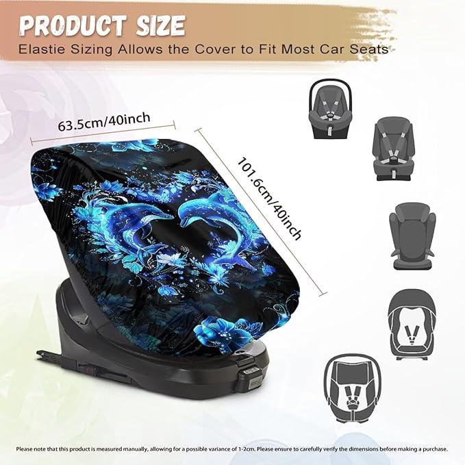 XYZCANDO Dophin Car Seat Sun Cover for Baby Elegant Baby Car Seat Cover for Travel Washable Baby Car Seat Shade Cover for Travel Summer Carseat Cover Protect from Sun/Hot Days 2025