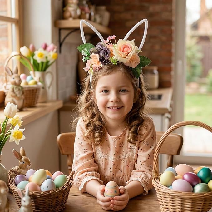 Children Easter Bunny Ears Headband Long Ear Hairband for Baby Girls Infant Toddlers Kids