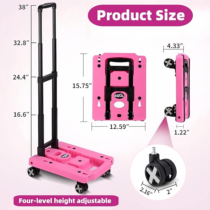 Car Seat Dolly for Airport Folding Car Seat Travel Cart for Airplane - Car Seat Roller with Wheel Cart Carrier with Straps Foldable Luggage Trolley Folding Hand Truck Dolly for Moving
