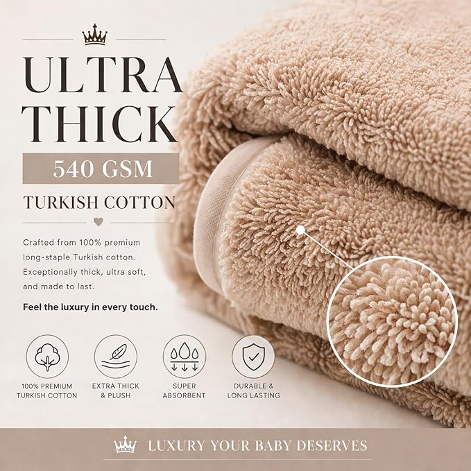 Turkish Organic Cotton Hooded Towels - Heritage Aegean Plush Bath Towels for Newborn, Best for Boys (Teddy Cub, 35×35" — Baby/Toddler Large Size Bath Towel Boy (6 Months–Toddler)
