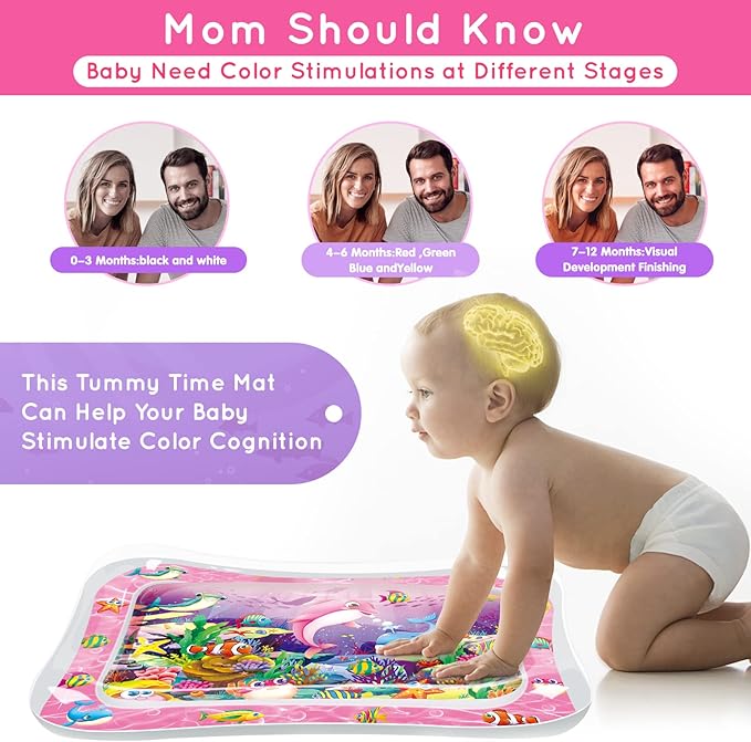 Infinno Tummy Time Water Mat for Babies, Baby Toys for 3 6 9 Months Girls and Boys Sensory Development, Great Gift Idea for Newborns