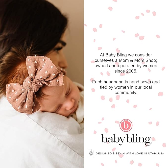 Baby Bling Bows Newborn to Little Girls Hair Bow - FAB-BOW-LOUS Headbands Toddlers Hair Accessories, Made in the USA, One Size (2 Pack - Sage + Mauve)