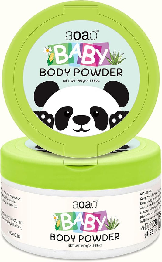 Baby Body Powder with Puff, Talc-Free Cornstarch with Zinc Oxide, Aloe, Vitamin E, Gentle Absorption for Diaper Area & Chafe Protection, Comfort Care for Rash-Prone Skin Wetness & Itch Relief, 5oz