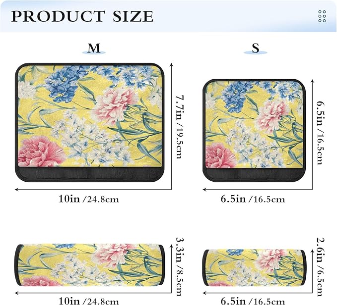 Car Seat Belt Covers 2 Piecing Soft Unique Car Safety Seat Belt Strap Shoulder Pad for Women Men Kids S Florals Carnation Delphinium Flower Yellow