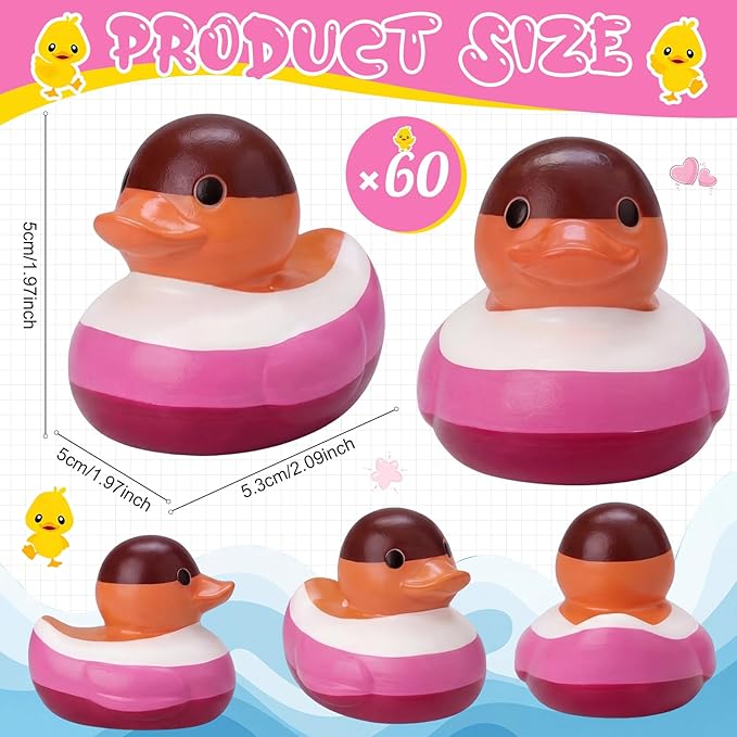 Sotiff 24 Pcs Rainbow Lesbian Pride Rubber Duck Mini Rubber Duckies Bulk Lesbian Stuff Rainbow Party Decorations Bathtub Ducky for Colorful Birthday LGBT Party Favors Gift