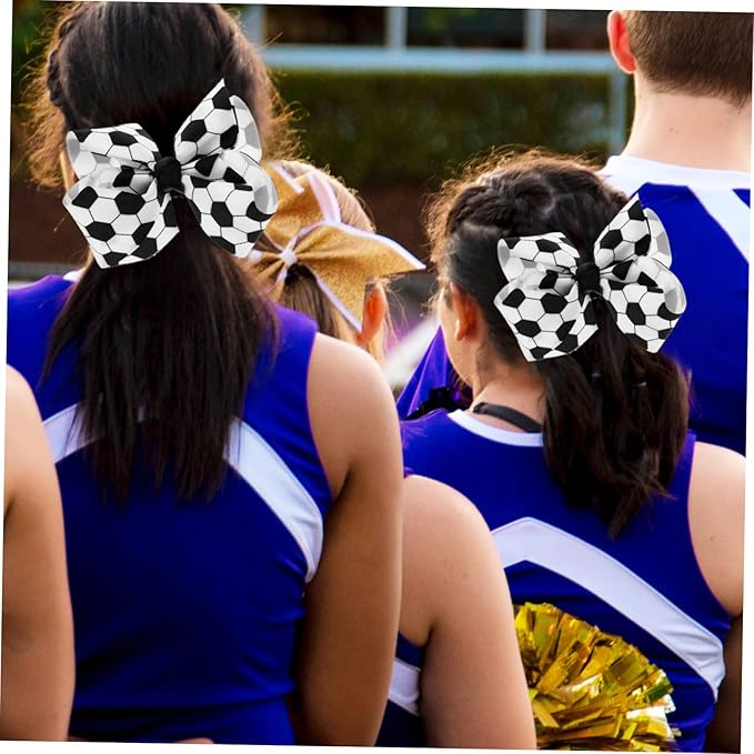 FRCOLOR Soccer Hair Bows for Girls 3 Pack Lightweight Football Hair Clips Toddler Soccer Bow Accessories for Sports Parties and Fans