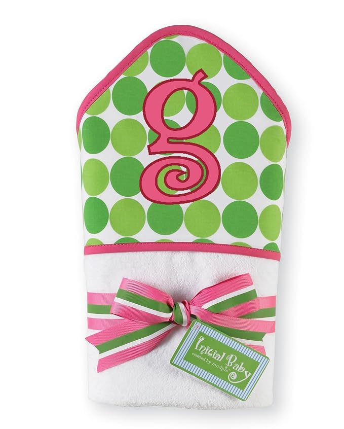 Baby Girl Pink Initial Hooded Terry Towel, Letter G