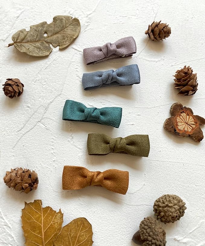 Boutique Baby Hair Clips, 12pcs Suede Mini Bows Hair Barrettes, Fully Lined Hair Pins for Infant Toddler Girl's Fine Hair by Cherssy