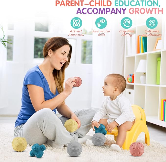 4 Pack Sensory Balls for Baby,Baby Balls Easy Grape Soft Textured Ball Set,Infant Squeeze Sensory Toys,Sensory Exploration Toys Gift for 6-12 Months
