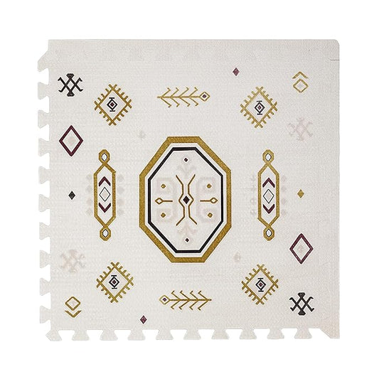 Toddlekind Playmat - Premium Foam Playmat 4 x 6 feet 6 Tile Extra Thick Foam Floor Puzzle Mat for Babies/Toddlers Stylish Non-Toxic Odorless. Perfect for Tummy Time Crawling and Play. 0m+ Golden Clay