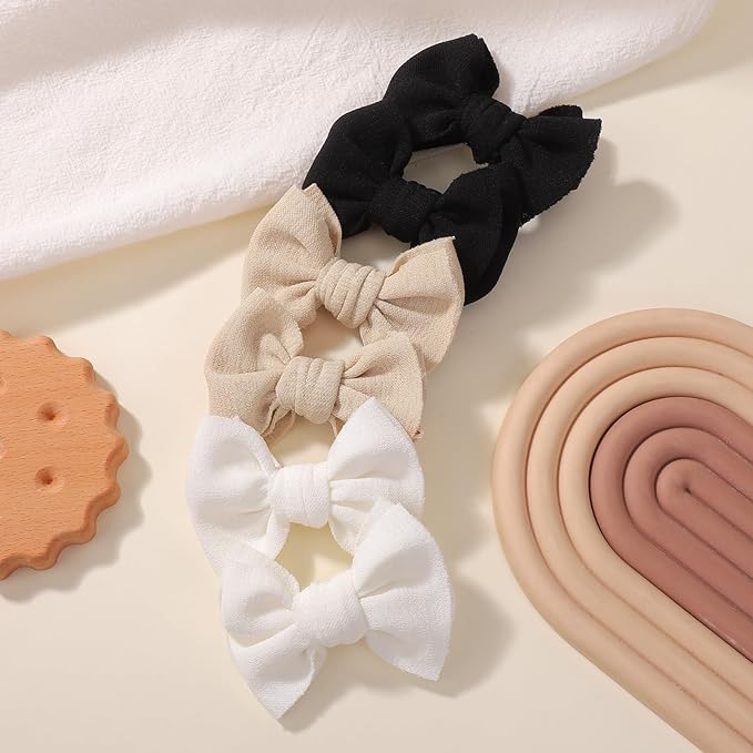 Choicbaby 6 PCS Baby Hair Clips 3” Fabric Girl Hair Bows Baby Barrettes Accessories with Alligator Clips for Toddlers Kids Infant