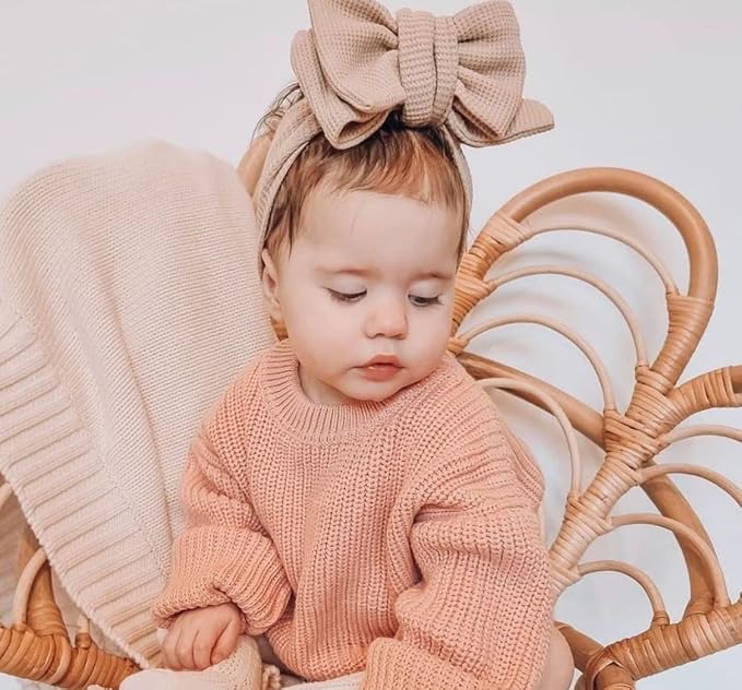 Baby Headbands Waffle Hairband with Bows for Baby Girls Newborn Infant Toddlers Kids