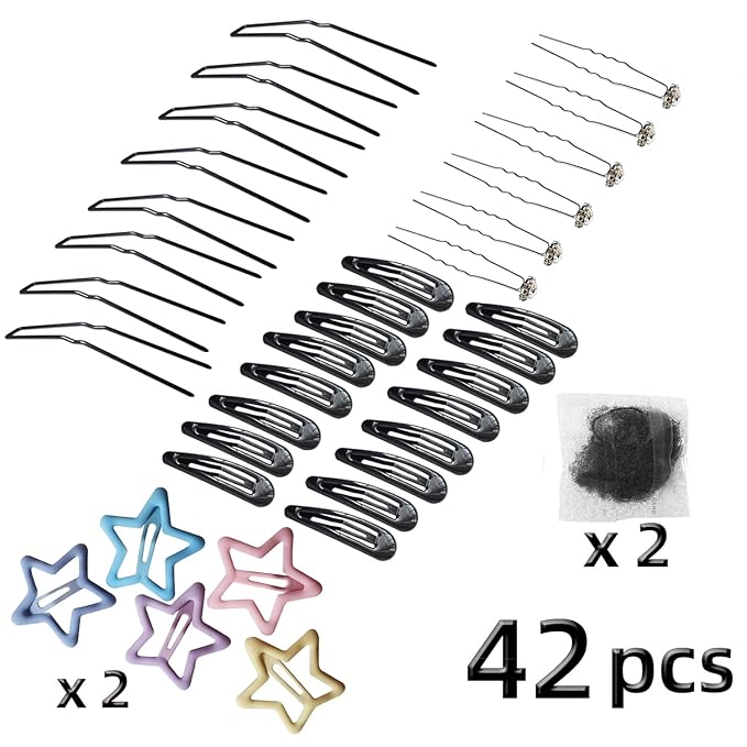 Hairpins for Bun ROCST Bobby Pins Clips for Ballet Woman girl Hairdressing salon (2 inch, Brown12pcs) (Black, 3 inch Kit (42 pcs))
