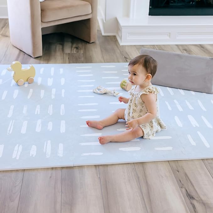Little Landings Baby Play Mat for Floor - Shoreline (4x6ft) - Premium EVA Foam Play Mat for Babies & Toddlers (Ages 0-5+) Non-Toxic Playmat for Tummy Time, Crawling & Playroom - Stylish & Comfortable