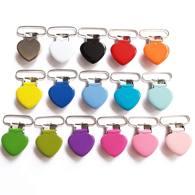 20Pcs Enamel Suspender Clips Metal Heart Pacifier Clips for Pacifier Holder Clip Bed Sheet Garment Mitten Making DIY Jewelry Accessories Mix 16 Colors