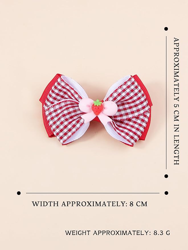 Strawberry Snap Clips Baby Girls Fruit Hair Bow Clips Strawberry Hair Ring Tie BBW24 (Set-Q)