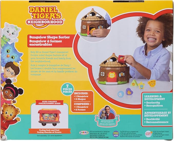 Daniel Tiger's Neighborhood Baby Shape Sorter Toy Bungalow Sorter Play Set for Toddlers Comes with 6 Colorful Shaped Blocks