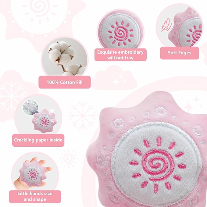 iGRATENS Baby Bjorn Bouncer Toy Bar, Toy Bar for Baby Bouncer Bliss and Balance Soft with 3 PCS Cute Sensory Toys, Easy to Attach and Remove, Skin -Friendly, Machine Washable, Pink and White, Soft