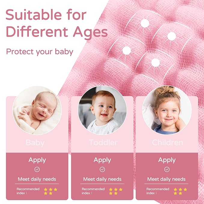 Yoofoss Hooded Baby Towels for Newborn 2 Pack 100% Muslin Organic Cotton Baby Bath Towel with Hood for Babies, Infant, Toddler and Kids, 32x32Inch, Soft and Absorbent Newborn Essential,White and Pink