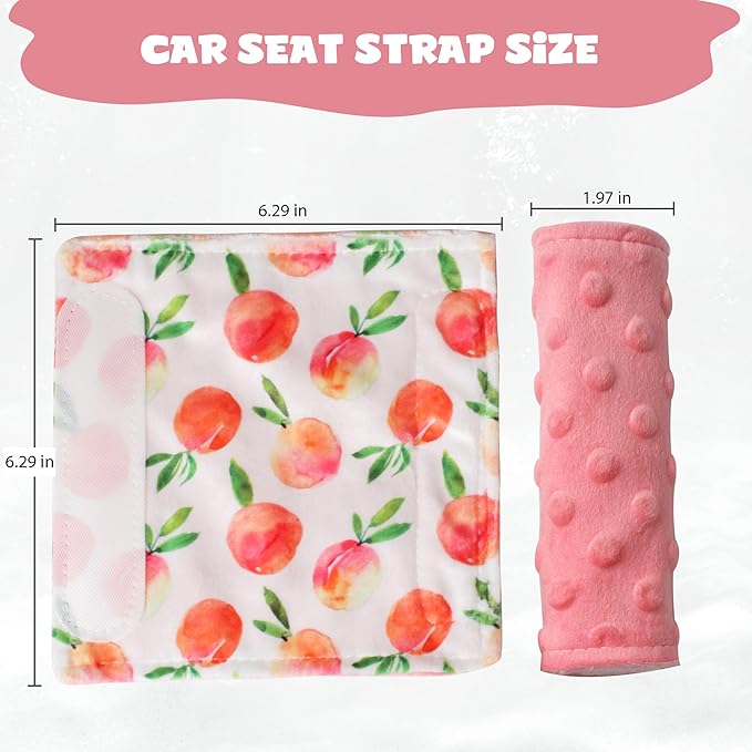 Car Seat Strap Covers for Babies Soft Car Seat Belt Covers, Mink Car Seat Straps Shoulder Pads for Boys and Girls, Peach