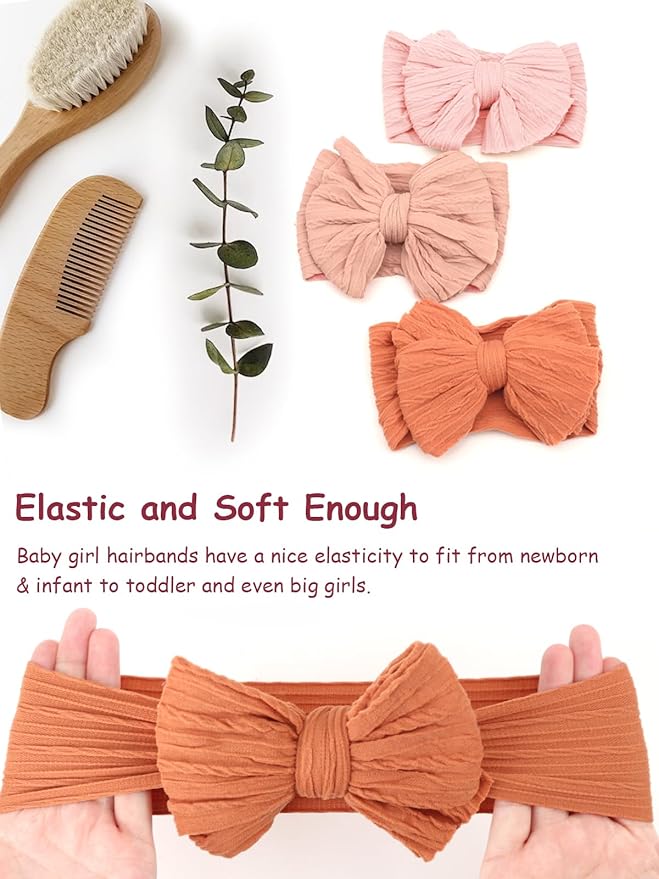 AQOKKA Baby Bows Headbands Nylon Baby Girl Headbands Soft Handmade Hairbands Toddler Hair Accessories for Girls Baby Newborn Infant Kids