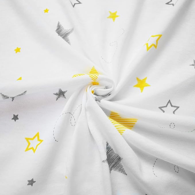 American Baby Company 100% Natural Cotton Fitted Pack and Play Sheet 39" x 27" - Soft & Breathable Pack N Play Sheet for Playpen, Playard & Mini Crib Mattress, Yellow Super Star, for Boys & Girls