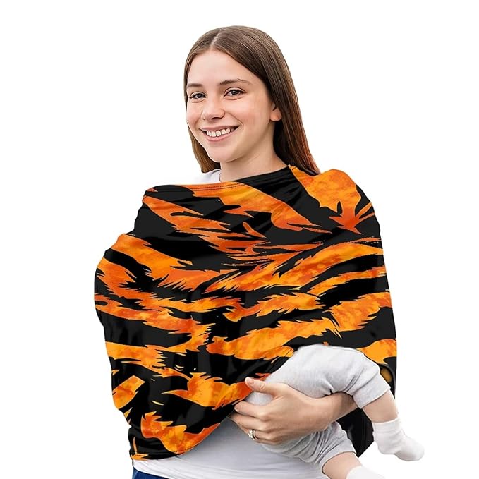 Forchrinse Tiger Stripes Baby Car Seat Canopy for Boys Girls Car Seat Cover Soft Nursing Breastfeeding Cover for Mom