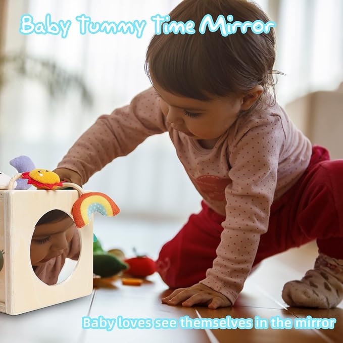 Twefex Pull String Activity Toy, Montessori Toys for Babies 6-12 Months, Wooden Activity Cube Baby Sensory Toys for 1 Year Old Boy Girl, Early Learning Baby Infant Toy 6 to 12 Months