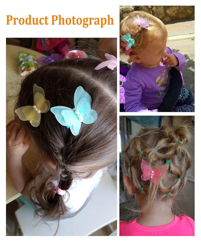 Zapire 8 packs Baby Girl Hair Clips Chiffon Non-slip Butterfly Clips Barrettes for Little Girl Baby Kid Children Hair Accessories (8 packs)