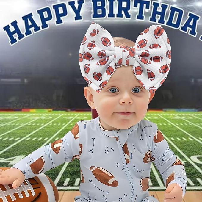 Football Baby Bow Headbands for Girls Super Bowl Infants Hair Accessories Toddlers Outfits for Sports Parties Baby Girl Football Outfit