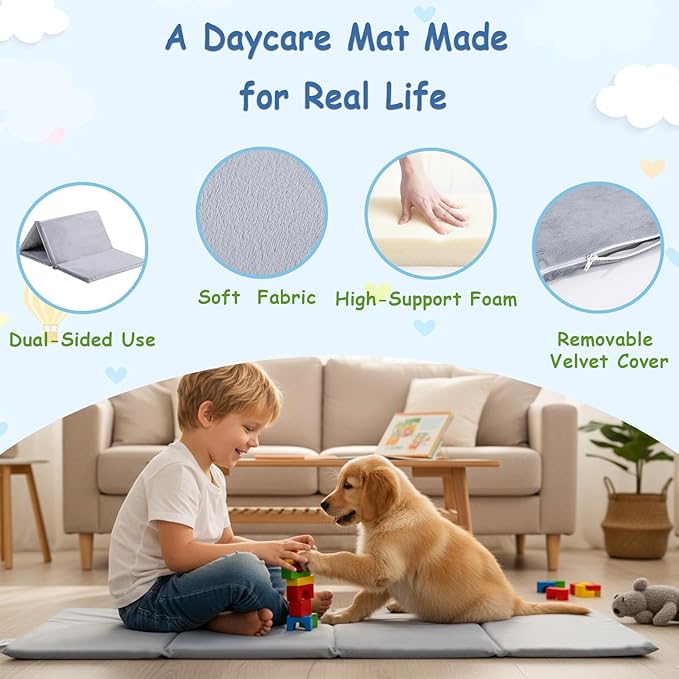 Tiita Kids Nap Mat, Foldable Play Mat, Sleeping Pad