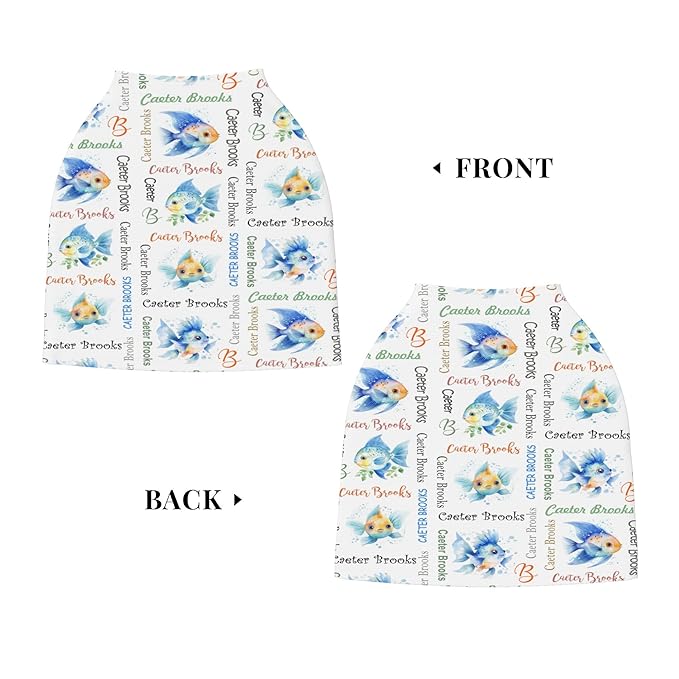 Personalized Baby Car Seat Cover with Name Stroller Canopy Custom Angelfish Carseat Cover Newborn Baby Boy Girl Nursing Cover for Moms First Birthday Gift