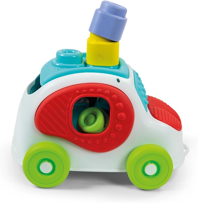 Clementoni- Soft Clemmy Sensory Car: Fun & Developmental Play for Babies & Toddlers, Stimulating Textures, Shapes & Stacking Blocks - Multicolored (6+ Months)