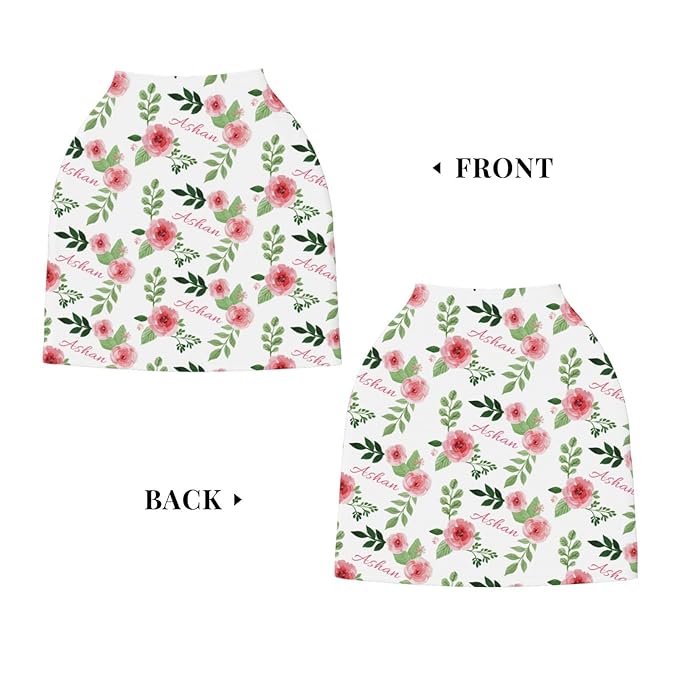 Personalized Baby Car Seat Cover for Girls, Custom Floral Nursing Covers for Breastfeeding with Name, Infant Stroller Cover, Baby Carseat Canopy for Newborn, Multiuse Car Seat Canopies