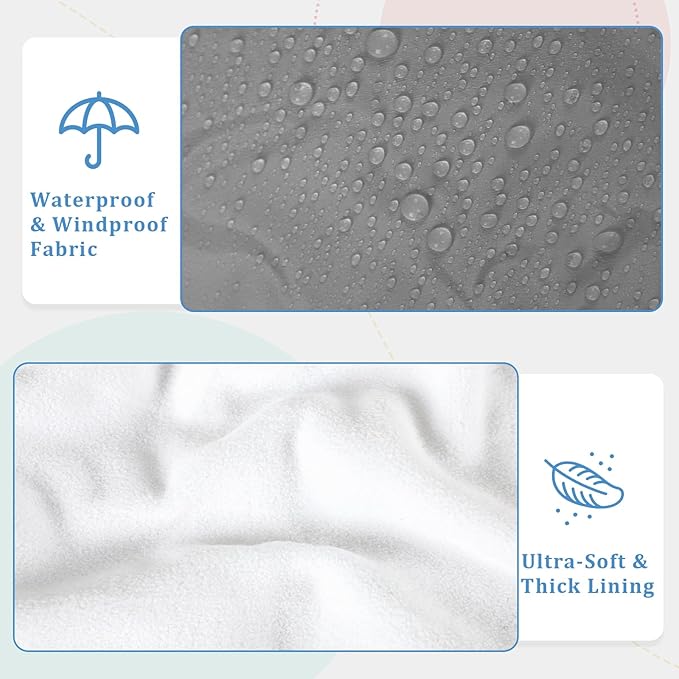 Car Seat Cover Baby Winter, Waterproof Carseat Covers Newborn Boy, Windproof Infant Car Seat Cover Warm & Breathable Use Universal Grey