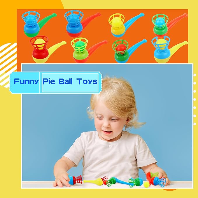 60 Pcs Floating Blow Pipe Ball Toys, Random Color, Balance Ball Blowing Toys for Kids, Party Supplies
