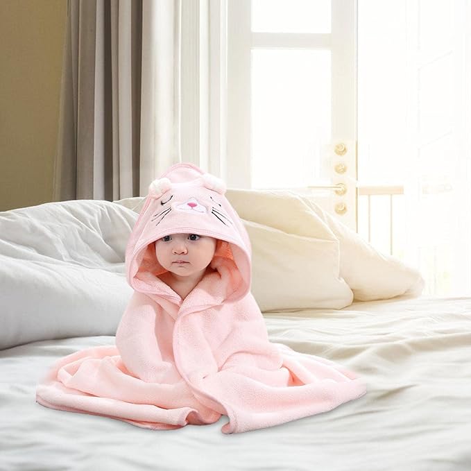 Hooded Baby Towel, Baby Bath Towel Hooded Bath Blanket, Baby Cotton Animal Face Hooded Towel, Absorbent Coral Fleece Hooded Baby Bath Shower Towel Gifts for Infant Newborn Toddlers, 31 * 31in