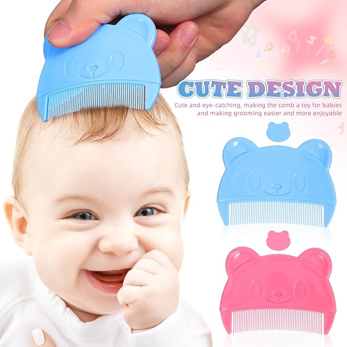 Toyvian 2Pcs Baby Hair Combs: Plastic Cute Cradle Cap Comb for Babies - Gentle Touch & Easy to Hold- Bear Shaped Bath Brush for Newborn Baby Cradle Cap Dandruff (Random Color）