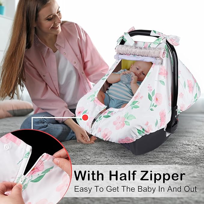 Unicorn Castle Baby Car Seat Cover Infant Car Seat Covers for Babies Breathable Car Seat Canopy Mesh Window Carseat Cover for Four Seasons Newborn