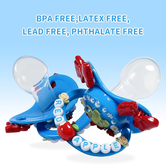 CutiePlusU Adult Size Pacifier DIY Big Shield Pacifier - Blue Red